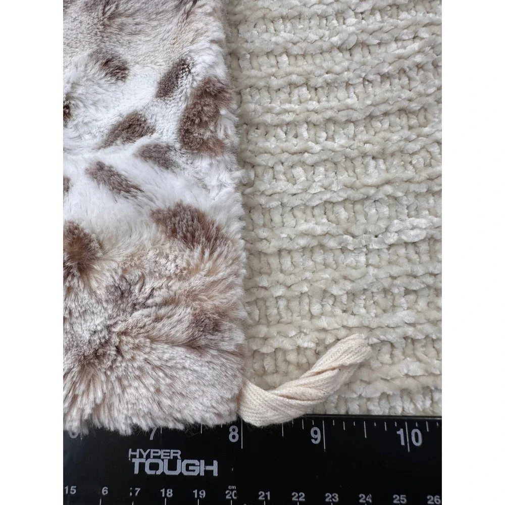 Unbranded Faux Fur Leopard Print Plush Square‎ 8x8 Tan Brown White Nursery Decor